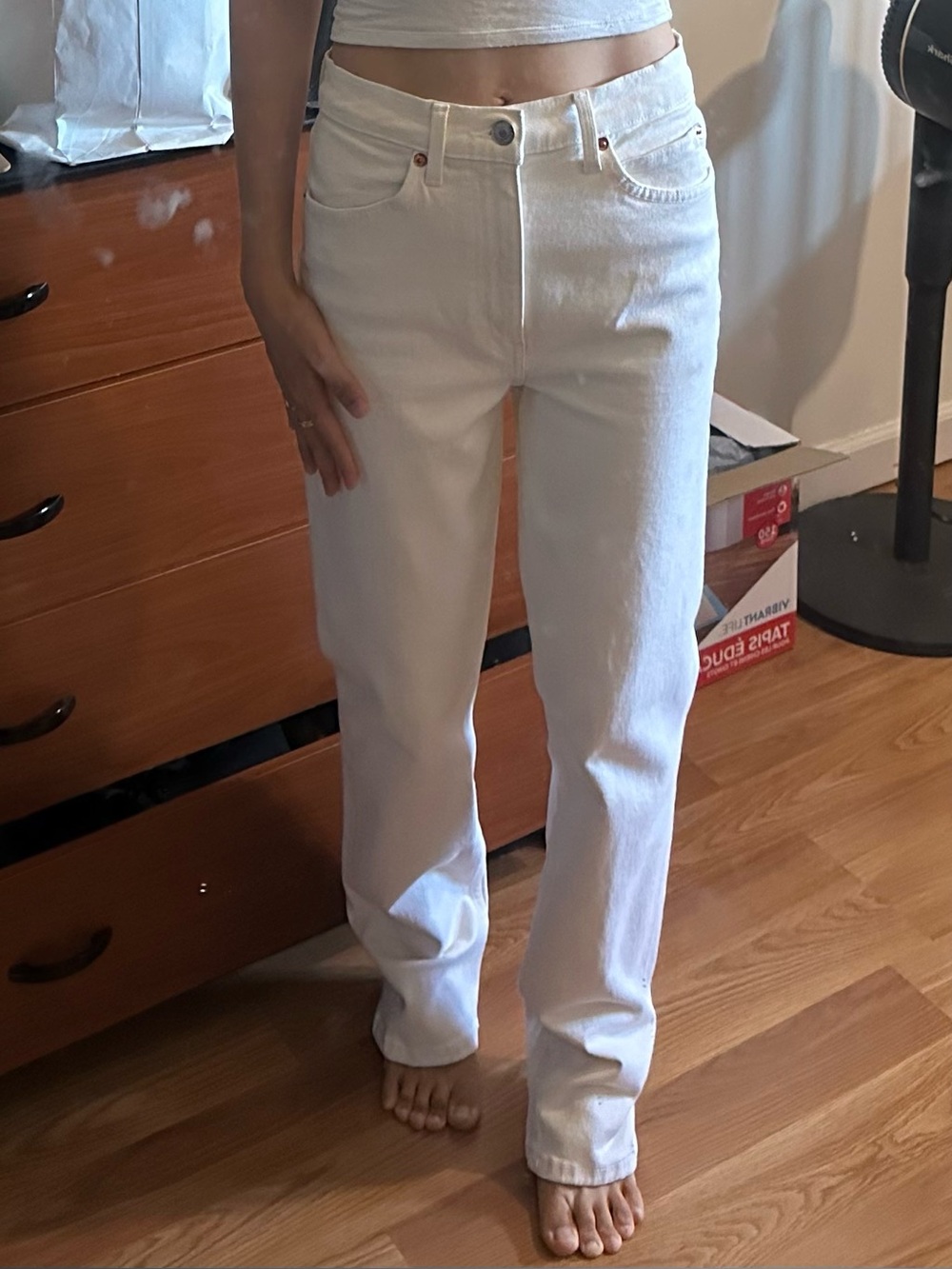 Re/Done Women's White Straight-Leg Jeans